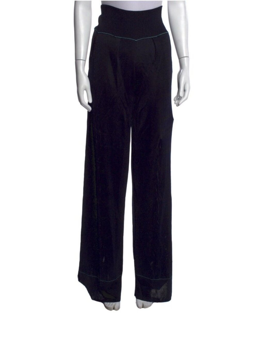 BEVZA Authentic Dark Navy Blue High Rise Wide Leg Pants Viscose Small